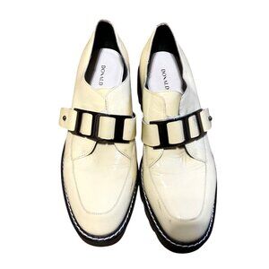 Donald J Pliner Eames Lug Slip On Loafer Ivory Patent Leather Women Size US 9